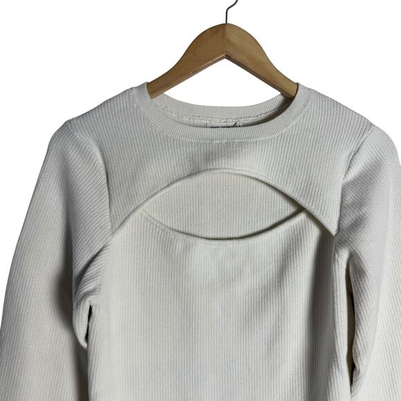 Good American Ivory White Ribbed Long Sleeve Cut Out Top Plus Size XXL - Picture 3 of 8